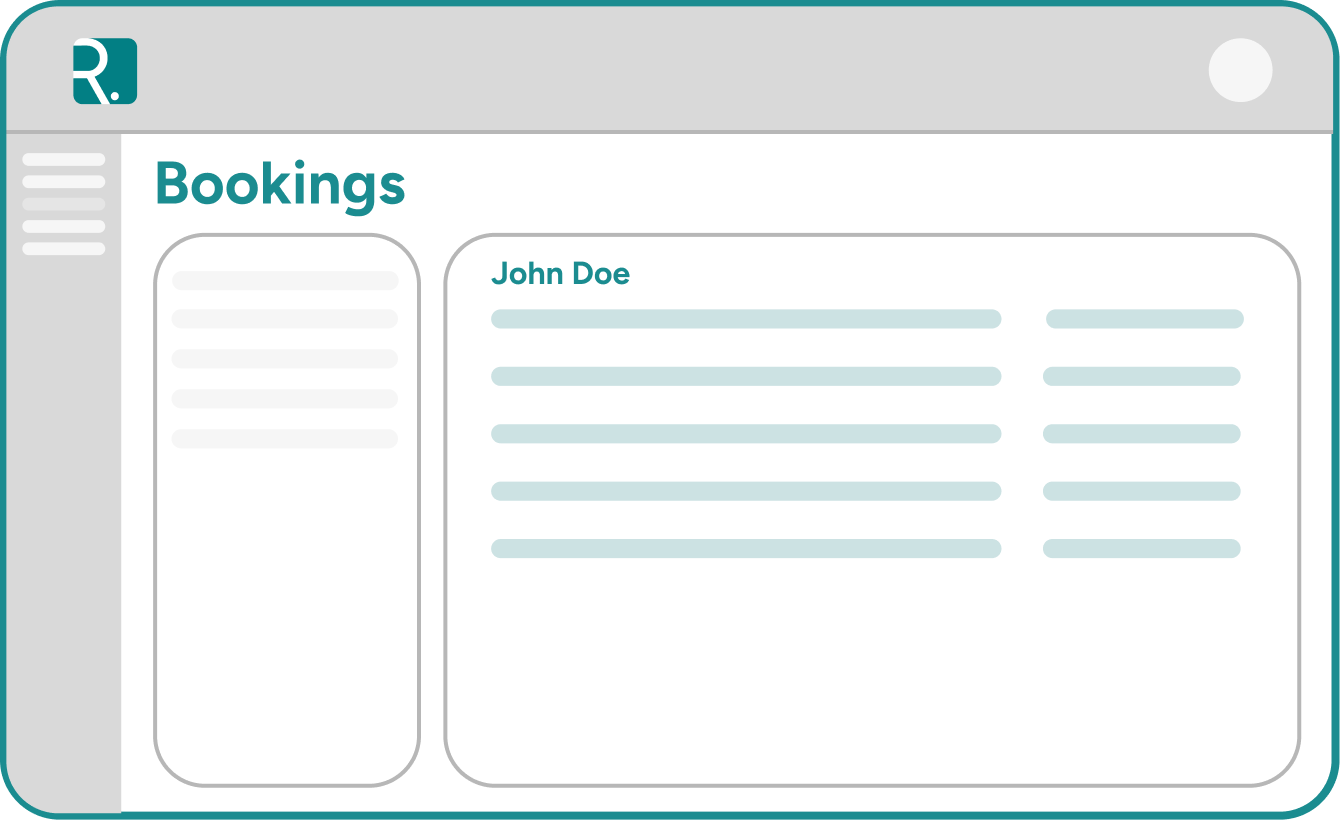 Bookings wireframe